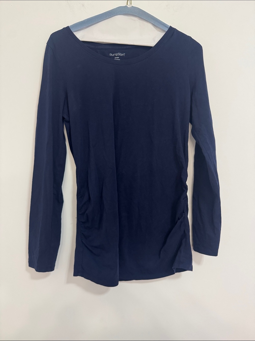 BumpStart Navy Long Sleeve Scoop Neck Maternity Top